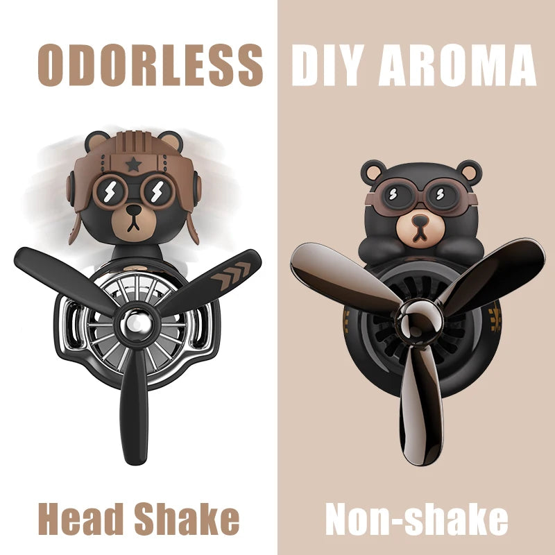 Odorless Car Air Freshener Vent Clip Bear Pilot Decor - Smarsty