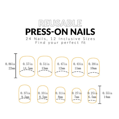 24PCS Short Square Red Full Cover Fake Nails - Smarsty