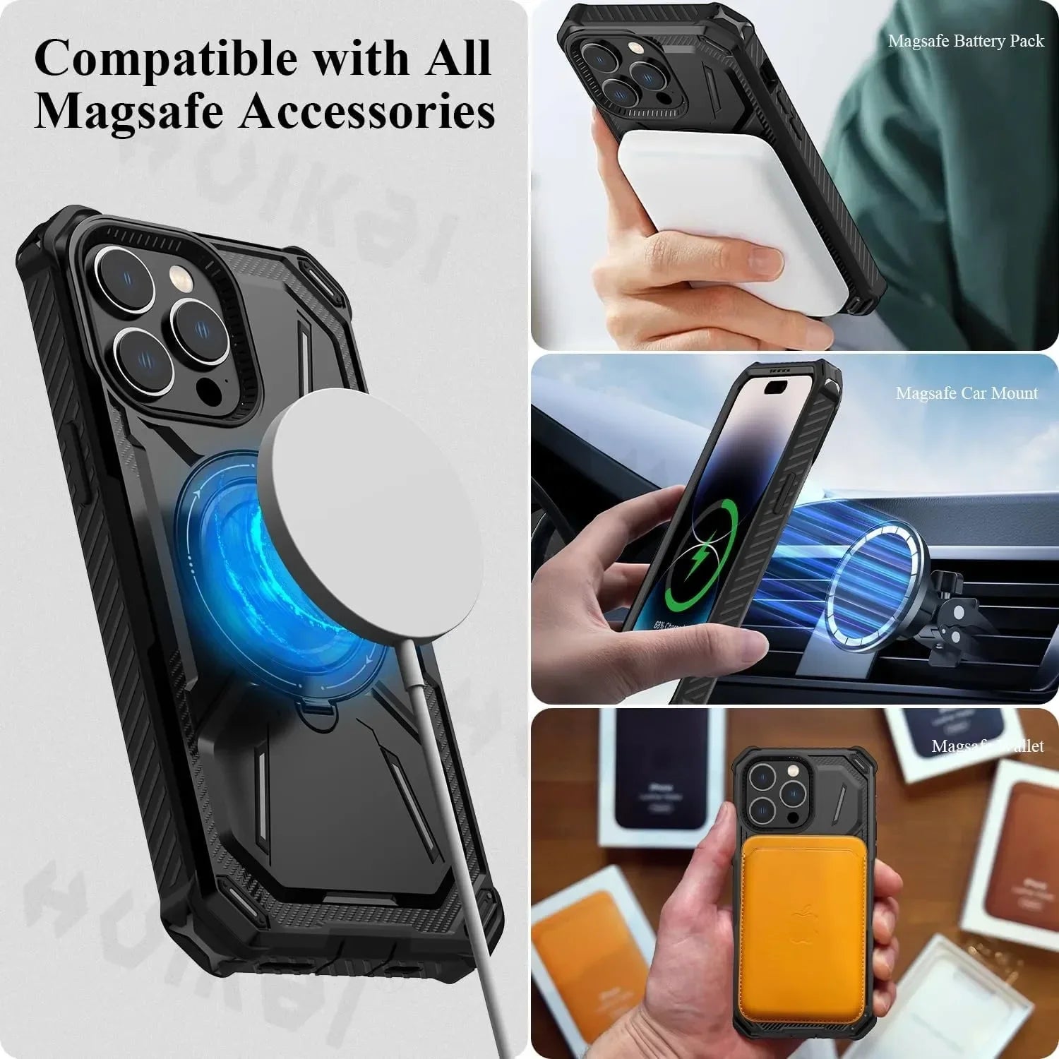 Case for iPhone 16 Pro Max 15 Plus 14 Pro 13 12 Magnetic MagSafe Heavy Duty Shock Absorption Body Protective Rotatable Kickstan