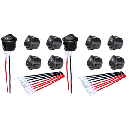 10/5PCS ON/OFF Round Rocker Switch Toggle Switch 2-pin SPST 12V 24V Auto Boat Marine Toggle Rocker Switch Push Button Accessory