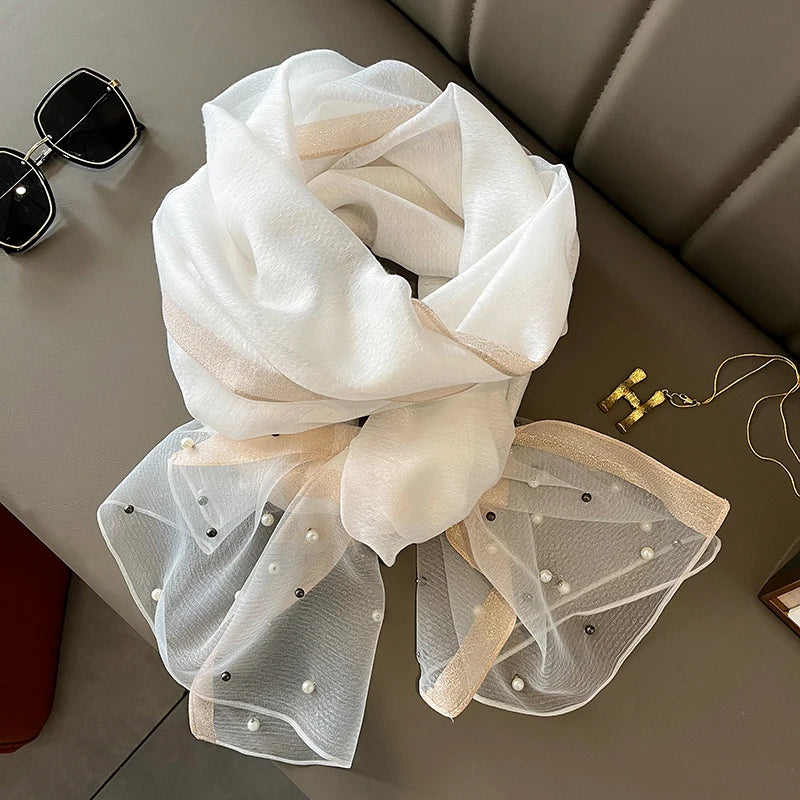 Luxury Women Silk Scarf Lightweight Summer Shawl - Smarsty