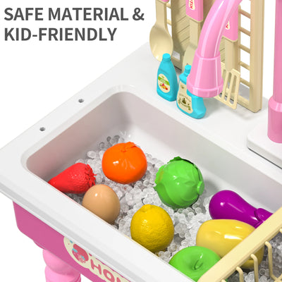 Play Kitchen Sink Toy with Running Water, Dishwasher and Upgraded Automatic Water Cycle System