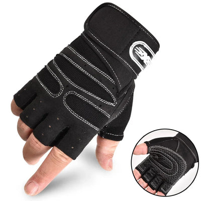 Outdoor Sport Gloves for Men Women Wrist Guard Fitness Gym Cycling Hiking Boxing Exercise Training Workout Long Wrist Fingerless by Smarsty