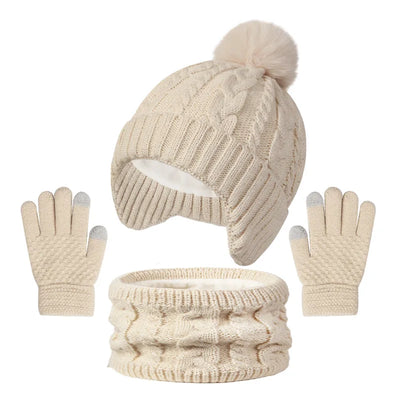 Kids Winter Hat Scarf Gloves Set Fleece Lined Warm - Smarsty