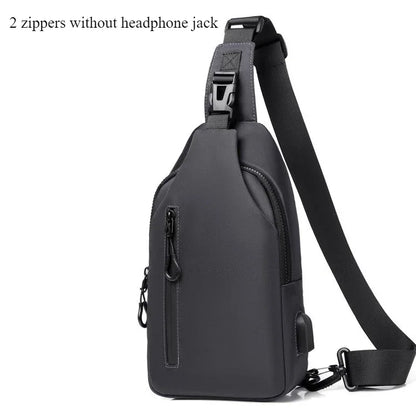 Mens Nylon Chest Bag With USB Charging Compact Crossbody - Smarsty