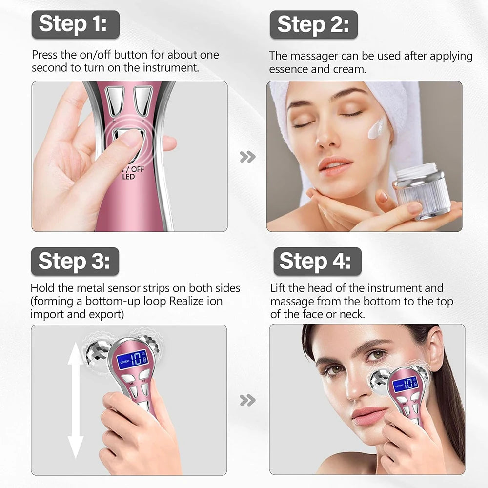 4D EMS Face Massager Roller for Lifting and Anti-Aging - Smarsty