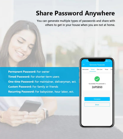 Waterproof Smart Door Lock with Bluetooth and WiFi Control - Smarsty