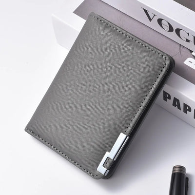 Black Faux Leather Small Slim Business-Style Wallet - Multiple Card Slots, Credit Card and Driver's License Holder, Geometric In - Smarsty
