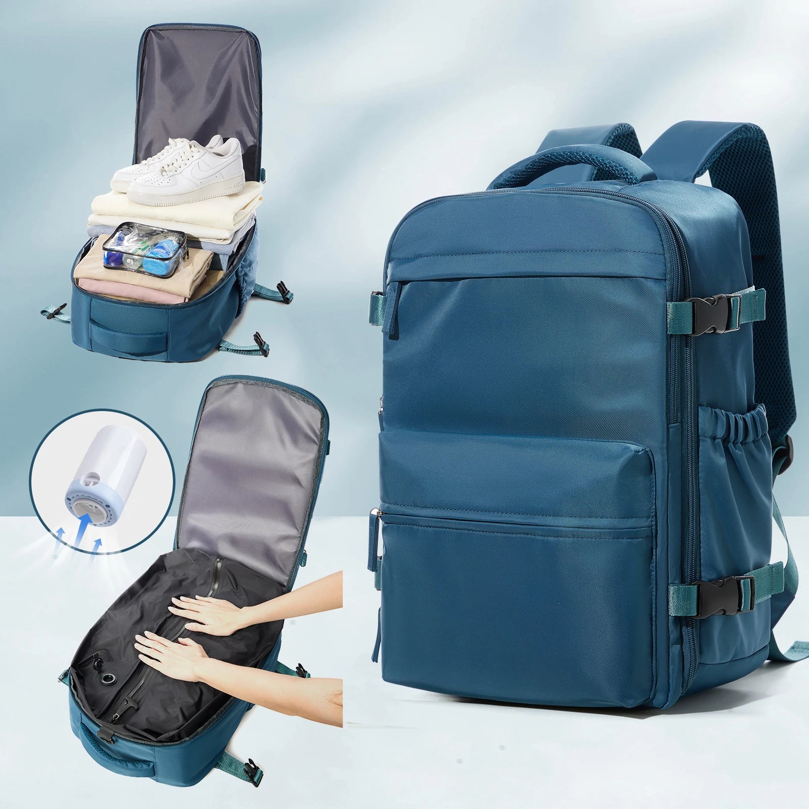 Vacuum Backpack Travel Bag for Men Large Capacity Backpack Business Laptop Backpack Women Men Expandable Backpack School Bag - Smarsty