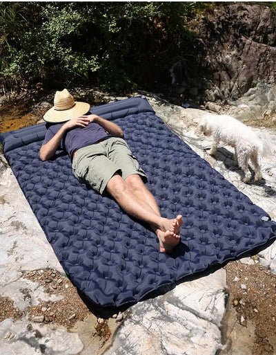 Outdoor Camping Double Inflatable Mattress Extra Wide Sleeping Pad Ultralight Folding Bed Sleeping Mat Car Travel Mat by Smarsty
