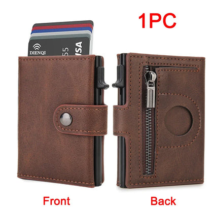 Rfid Carbon Fiber Men Wallets for Airtag Luxury Slim Mini Credit Card Holder Wallets for Men Air Tag Tracker Minimalist Purse - Smarsty
