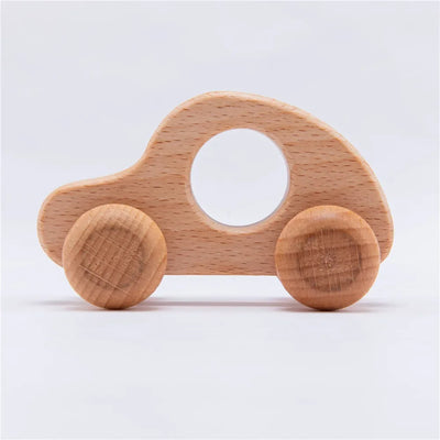 Wooden Baby Car Toys Beech Wooden Dinosaur Cartoon Car Teether Educational Montessori Toys For Children Teething Baby Toys - Smarsty