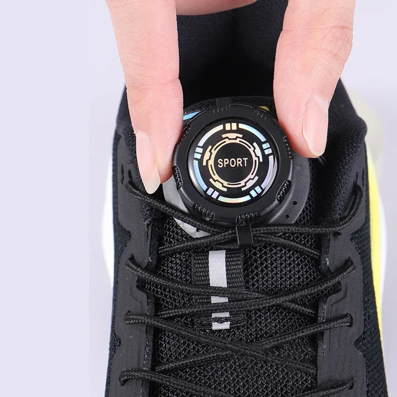 easy installation Automatic Shoelaces Without ties Black white Swivel Buckle Laces Thick Rope Sneakers Shoelace Shoe Accessories - Smarsty