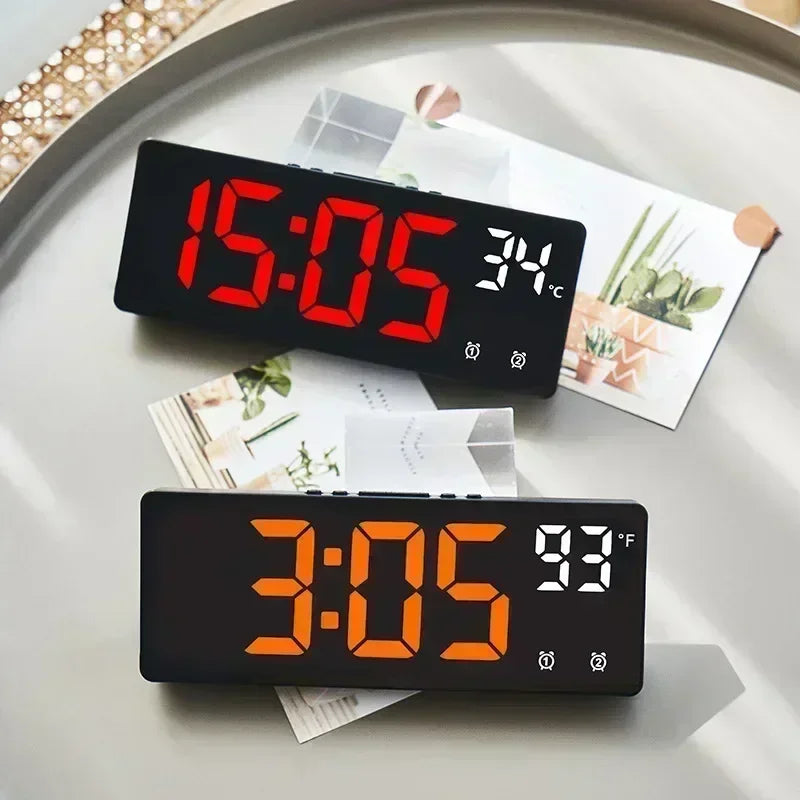 Voice Control LED Alarm Clock with Temperature Display - Smarsty