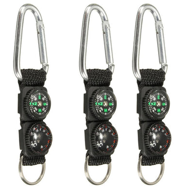 1pc Universal Multifunction 3 In 1 Camping Climbing Hiking Mini Carabiner W Keychain Compass Thermometer Hanger Key Ring by Smarsty