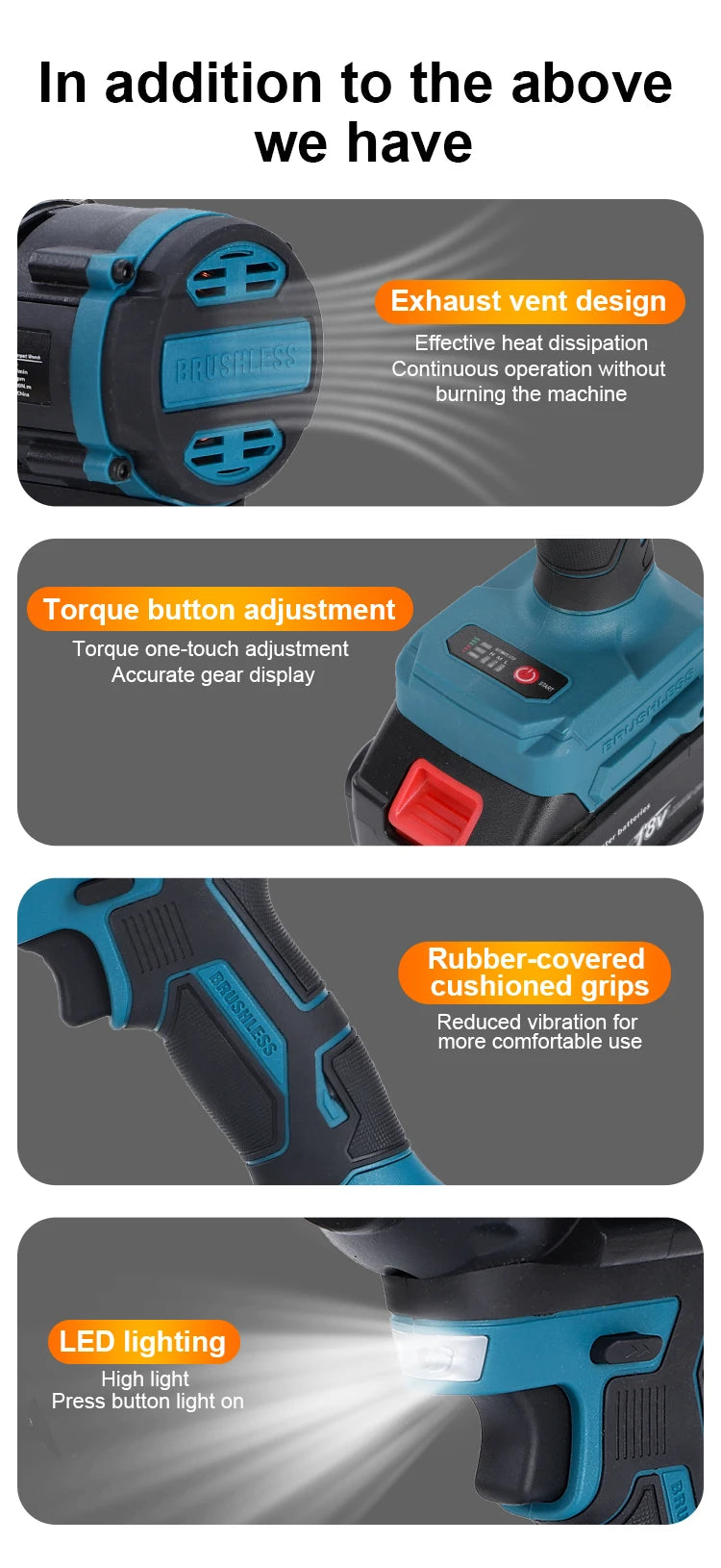 Heimerdinger 18V Brushless Cordless Impact Wrench 1000NM Torque - Smarsty