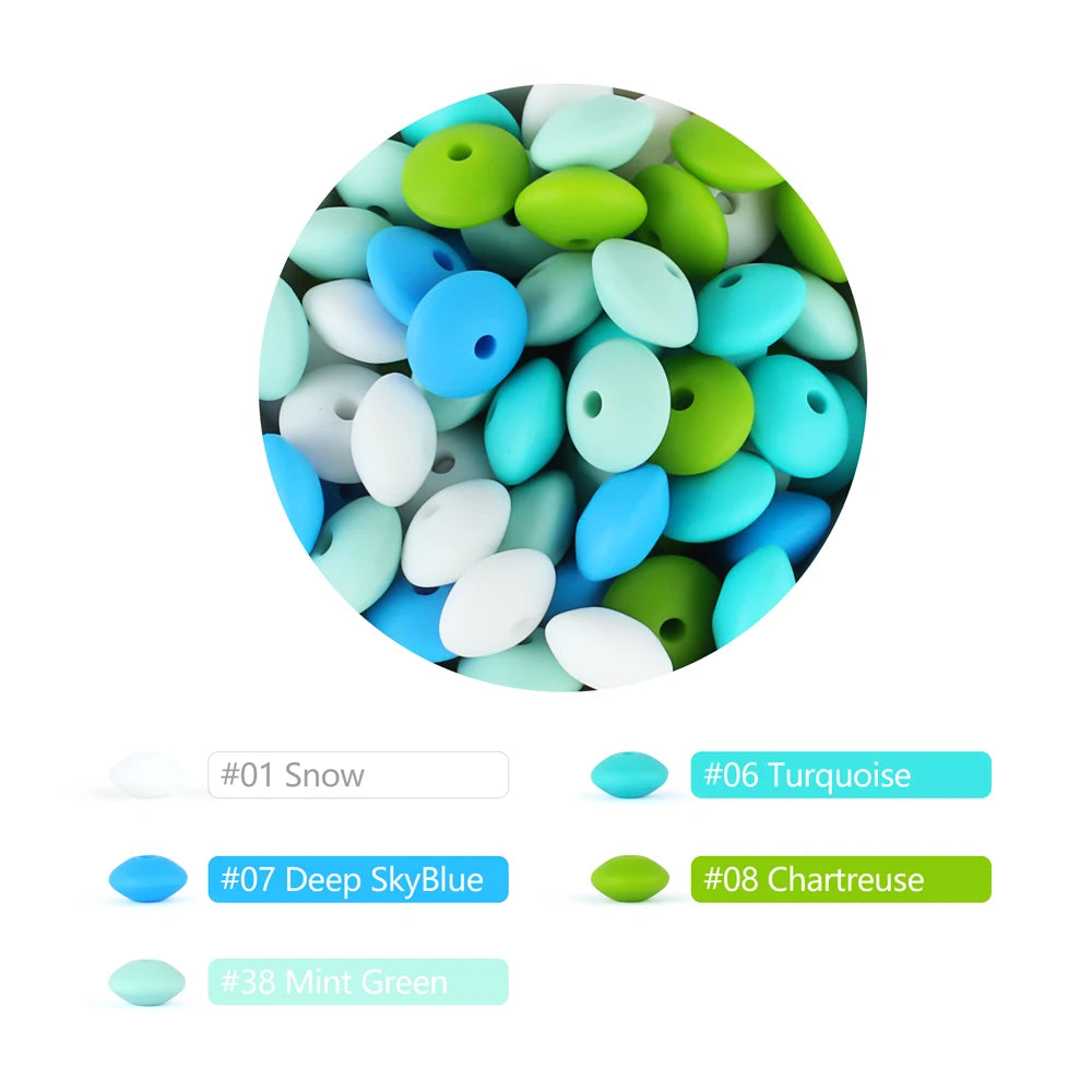 Silicone Beads 12mm Lentil Focal Beads Non Toxic Diy Set - Smarsty