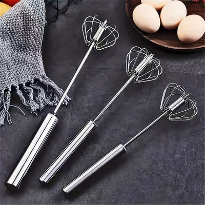 Stainless Steel Egg Beater Durable Semi-Automatic Mixer for Effortless Egg Cream Mixing Stirring and Beating for Kitchen Baking - Smarsty