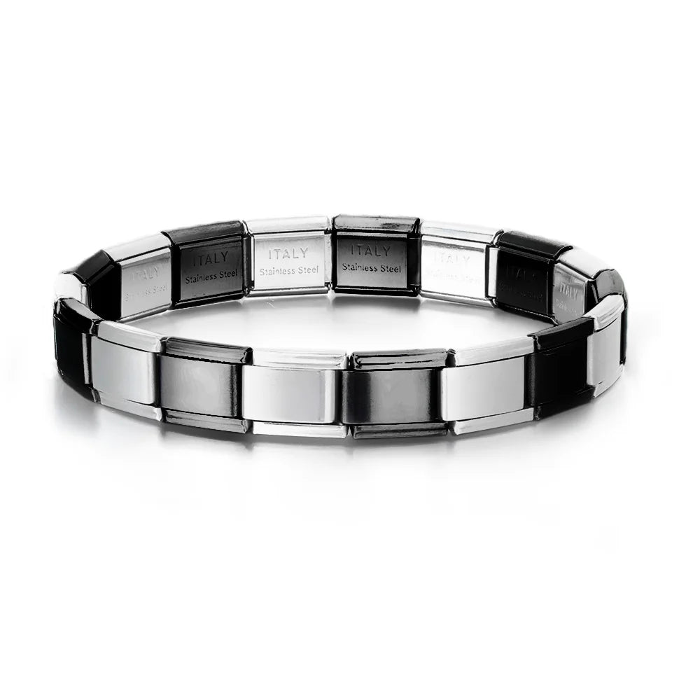 Gemosa Italian Stainless Steel Charm Bracelet Elastic Link Chain - Smarsty