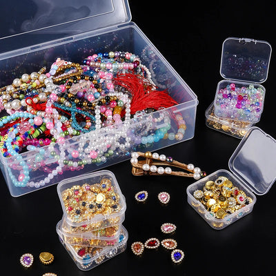 Clear Plastic Bead Organizer Box with Hinged Lid - Smarsty