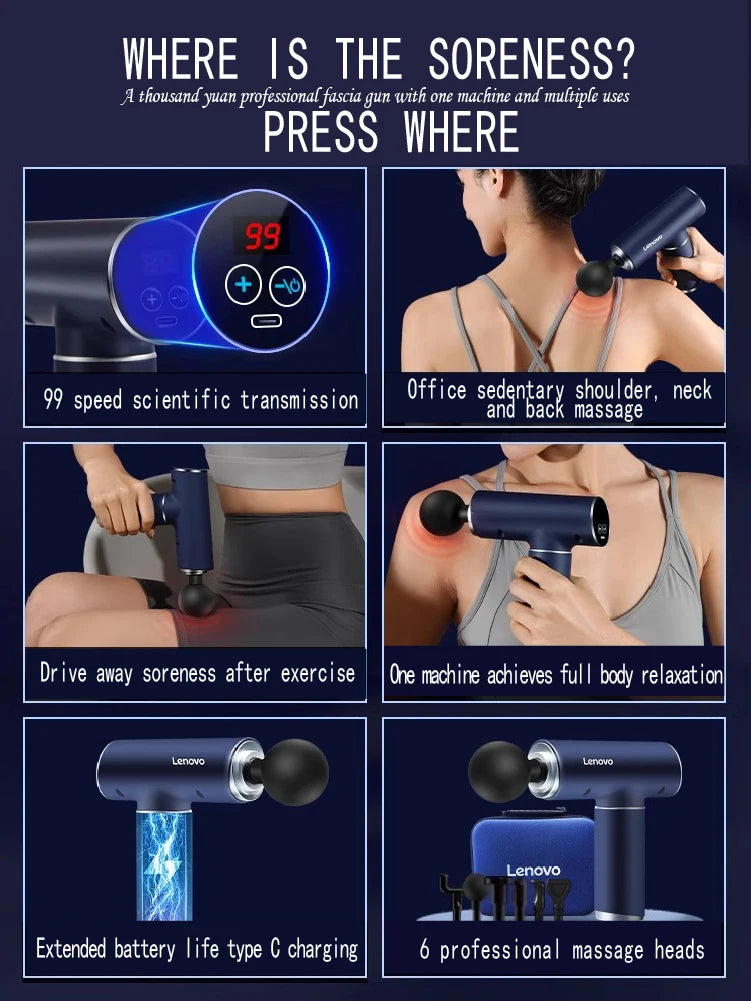 Lenovo Professional Grade Muscle Relaxation Massager with Touch Screen - Smarsty