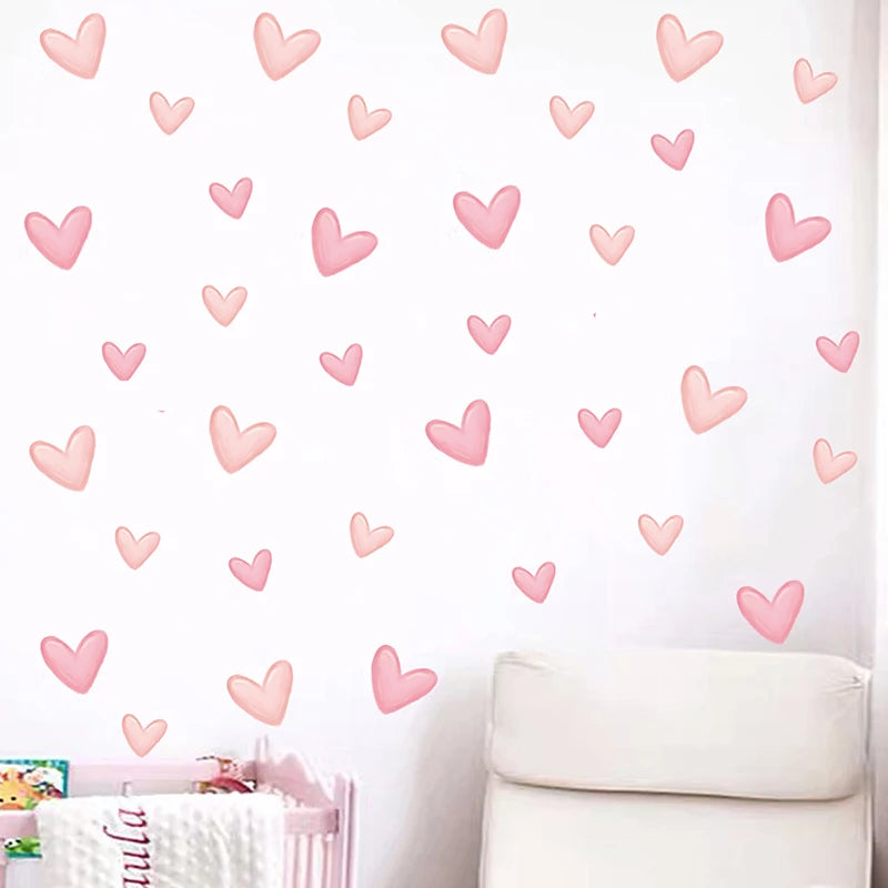 60 Pcs Heart Shape Wall Stickers for Kids Room Decor - Smarsty