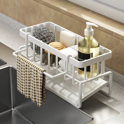 Kitchen Shelf Rag Storage Drainage Shelf No-Punch Storage Rack Home Spice Rack Sink Tap Sink Drainage Rack Kitchen Accessories by Smarsty