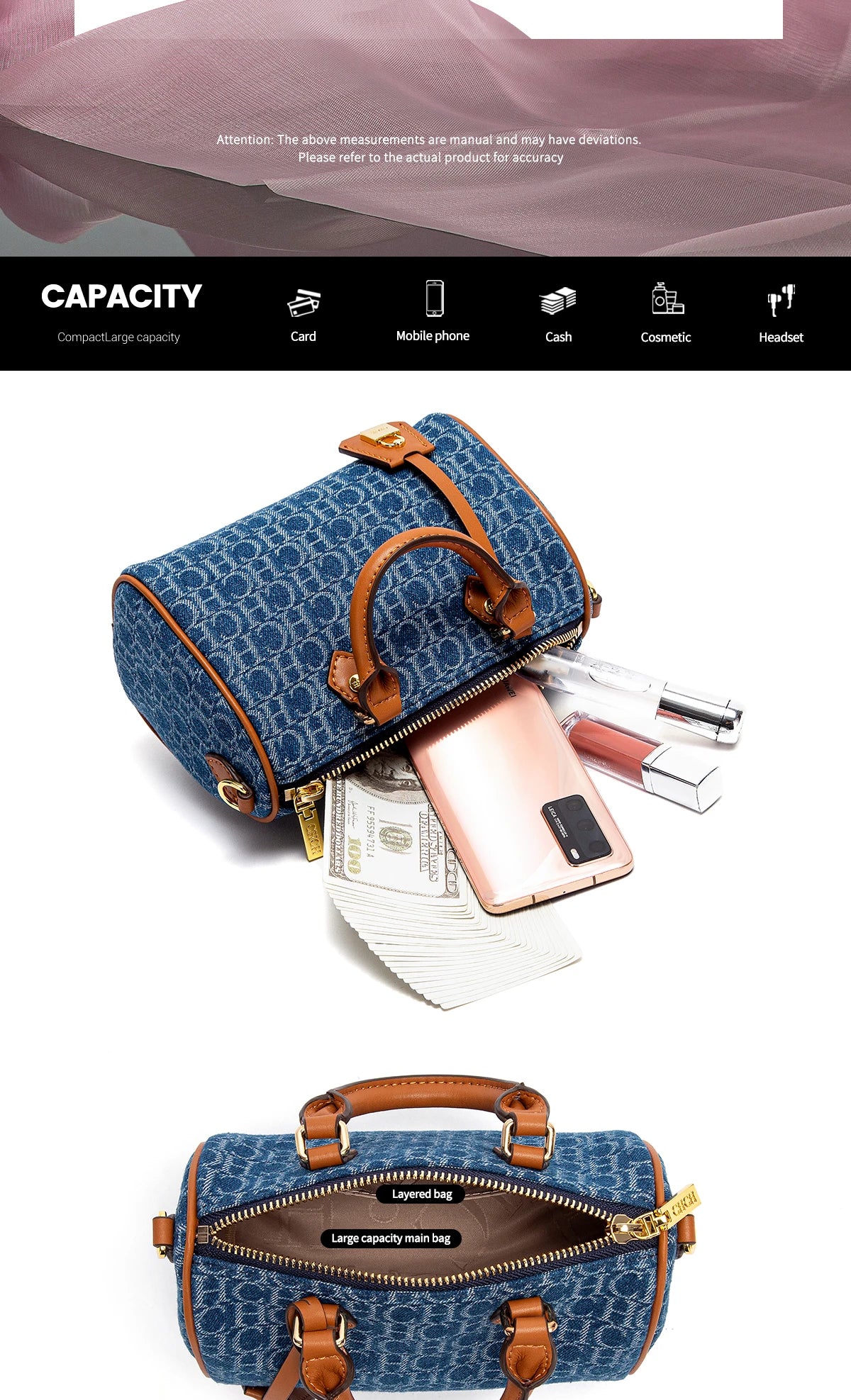 Women Shoulder Bag 2025 Cowboy Splicing Pillow Handbag - Smarsty