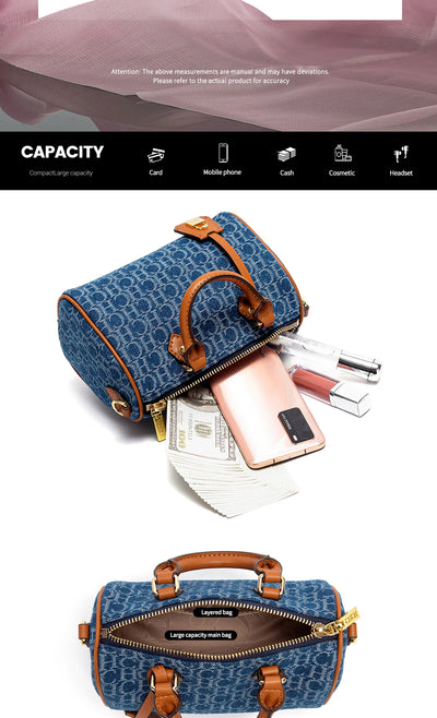 Women Shoulder Bag 2025 Cowboy Splicing Pillow Handbag - Smarsty