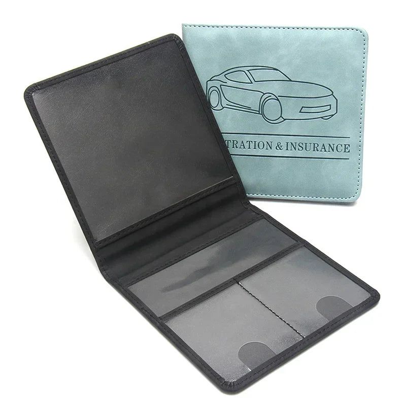 Car Registration Driver's License and Insurance Card Holder - Leather Vehicle Glove Box Automobile Documents Paperwork Organizer