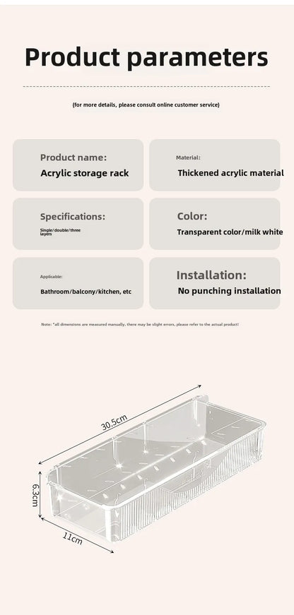 Wall mounted cosmetic and skincare storage rack for bathroom no need for drilling Multi functional kitchebathroom storage rackra by Smarsty
