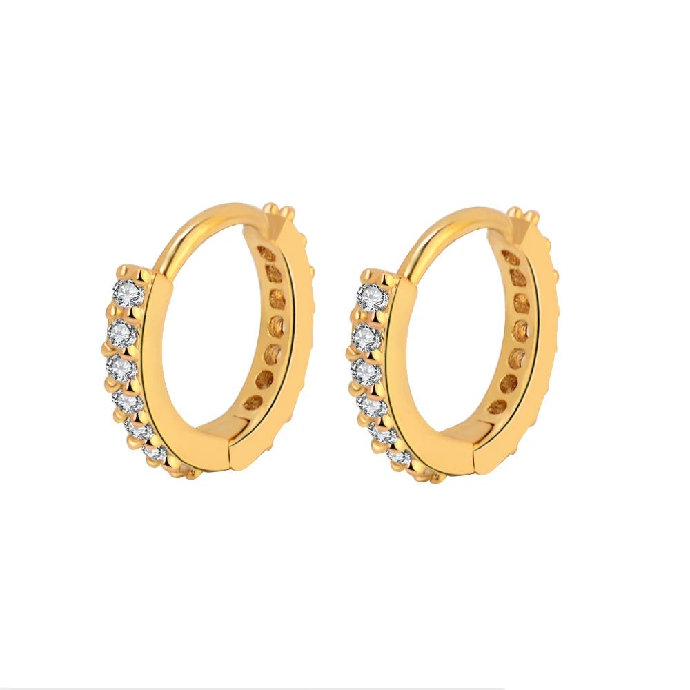 Stainless Steel Crystal Zirconia Small Huggie Earrings - Smarsty