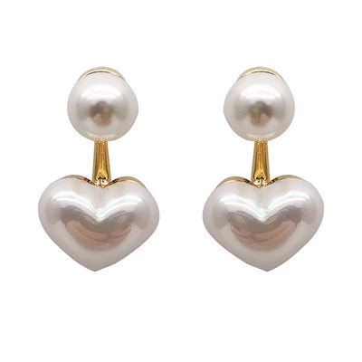 Elegant Pearl Heart Stud Earrings For Wedding Gifts - Smarsty