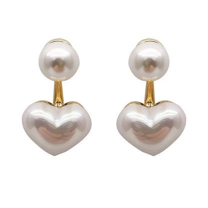 Elegant Pearl Heart Stud Earrings For Wedding Gifts - Smarsty