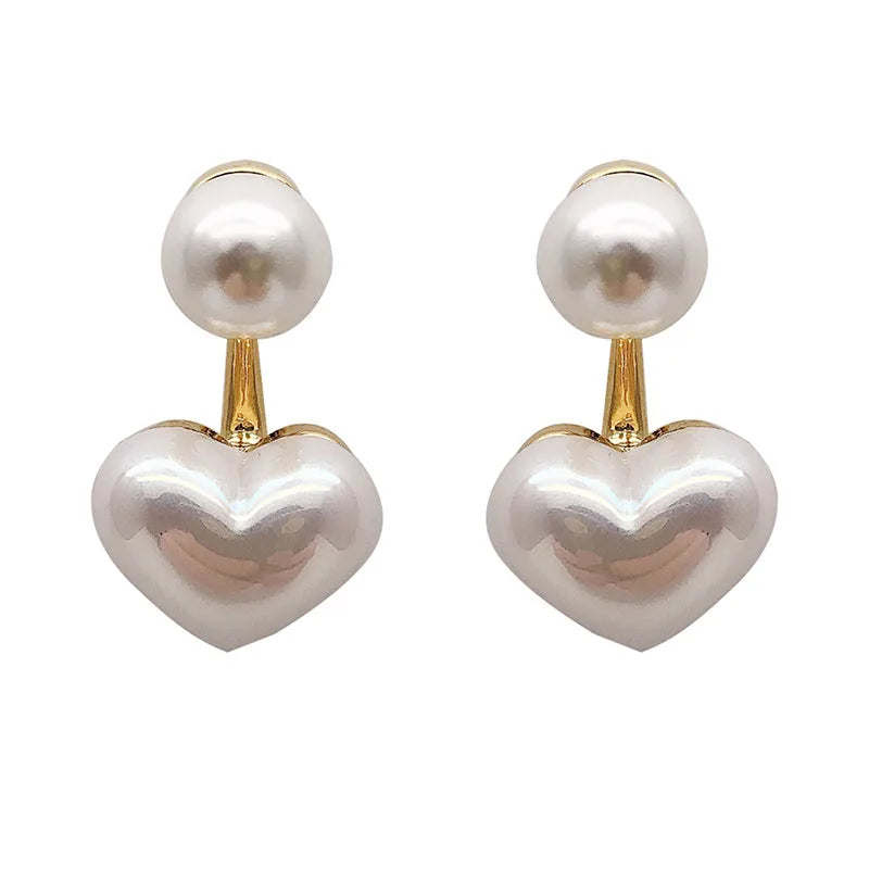 Elegant Pearl Heart Stud Earrings For Wedding Gifts - Smarsty