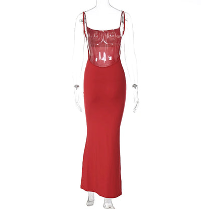Hugcitar 2025 Spring Solid Sleeveless Backless Elegant Sexy Bodycon Y2K Maxi Prom Dress Women Clothes Birthday Party Casual Y2K