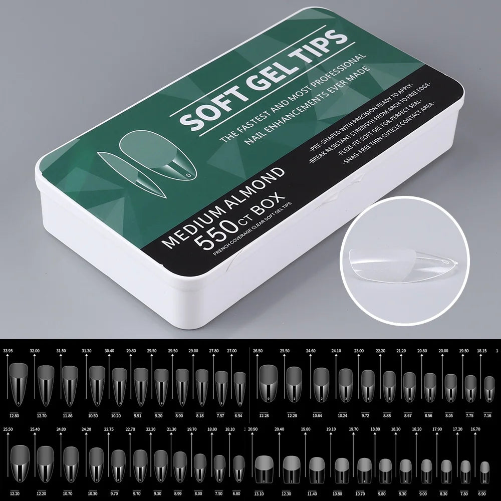 550pcs Matte Almond Coffin Nail Tips for DIY Manicure - Smarsty