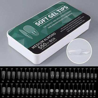 550pcs Matte Almond Coffin Nail Tips for DIY Manicure - Smarsty