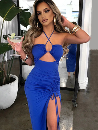 Sleeveless Sexy Female Midi Backless Dresses Slim Night Club Party Women's Dress Bodycon Vestidos Elegantes Para Mujer - Smarsty