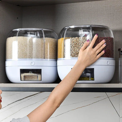 360 Degree Rotating Rice Dispenser Sealed Dry Cereal Grain Bucket Dispenser Moisture-proof Kitchen Food Container Storage Box by Smarsty