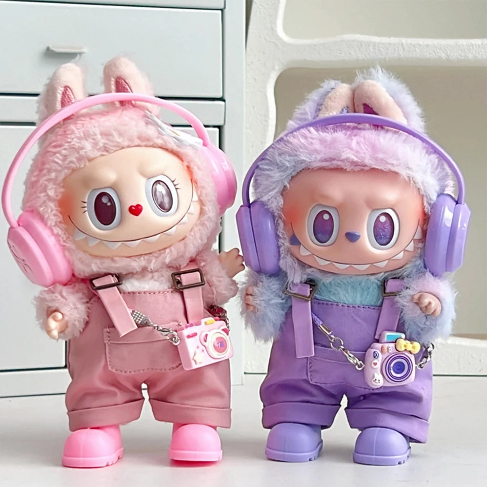 15/17Cm For Labubu Clothes Dolls Sitting Party 1St 2Nd 3Rd Headphones Overalls Shoes Set Apparel Accessories Lovely Outfit Gifts - Smarsty