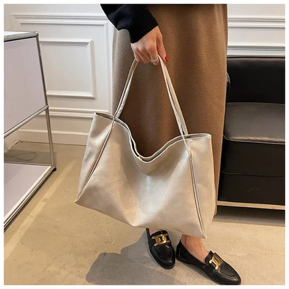 Women PU Leather Tote Bag Large Capacity Shoulder Crossbody - Smarsty