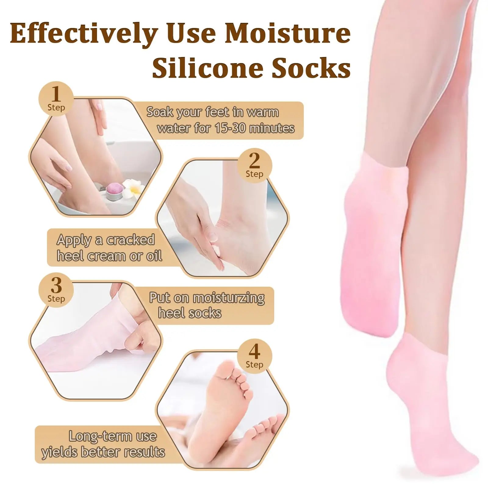 Silicone Foot Care Socks for Softening Cracked Heels - Smarsty