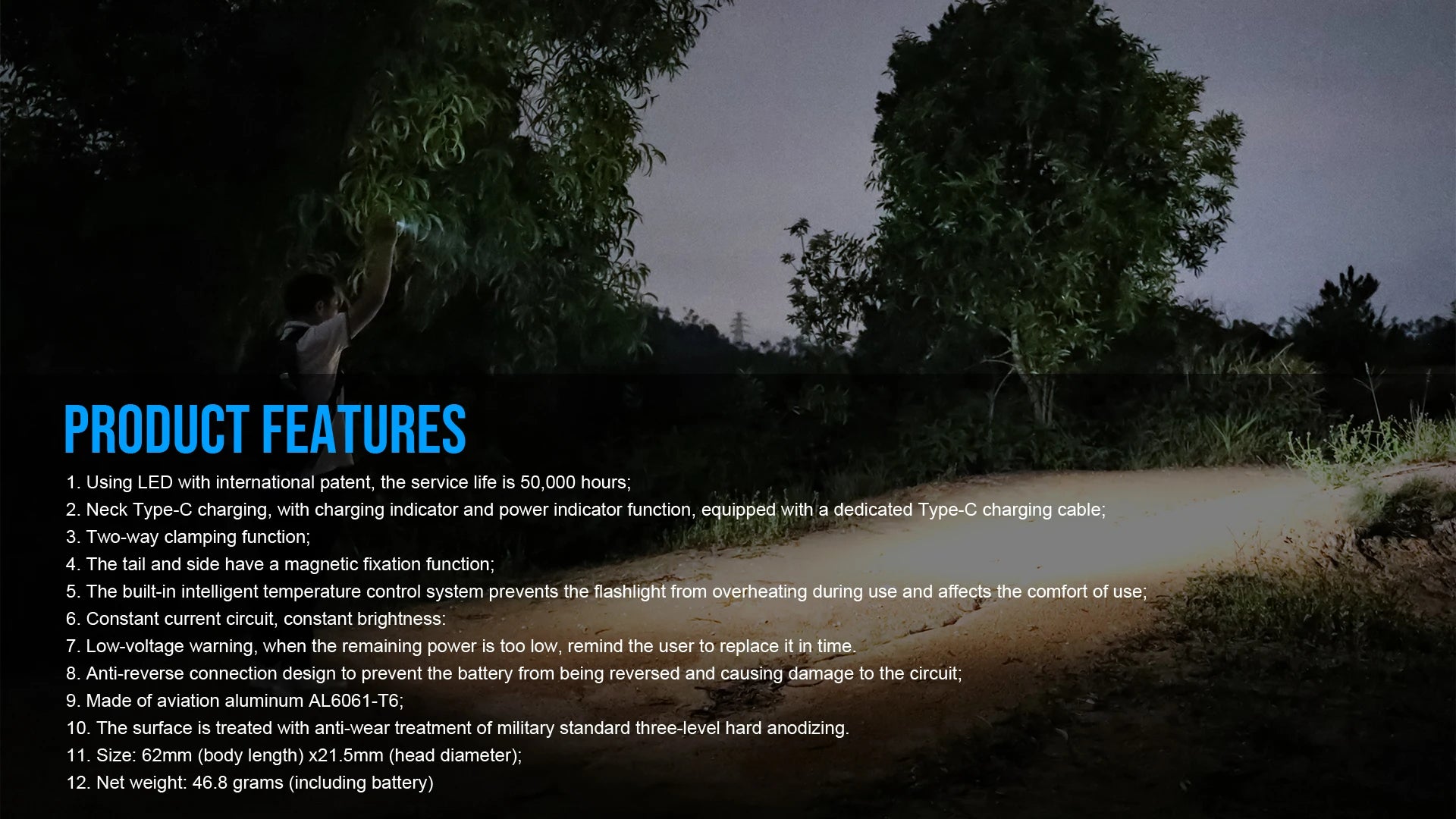 Trustfire MT10 Rechargeable LED EDC Flashlight 1000 Lumens Type USB C Charging Torch Mini 16340 Light MVB Optics with Magnet Lan