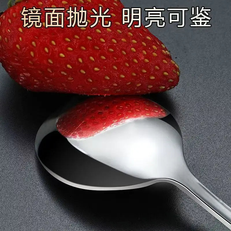 6PCS Long-handled spoon, thickened stainless steel coffee spoon, pointed stirring spoon, round-tipped spoon, ice spoon