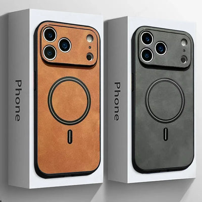 For Magsafe Leather Shockproof Phone Cases For iPhone 17 16 15 14 13 12 11 Pro Max 16e Plus Air Magnetic Wireless Charge Cover - Smarsty