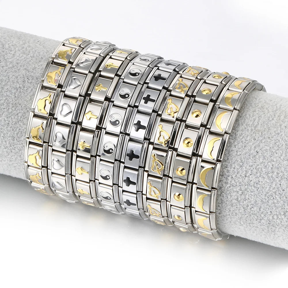 Italian Charm Stainless Steel Elastic Link Bracelet - Smarsty
