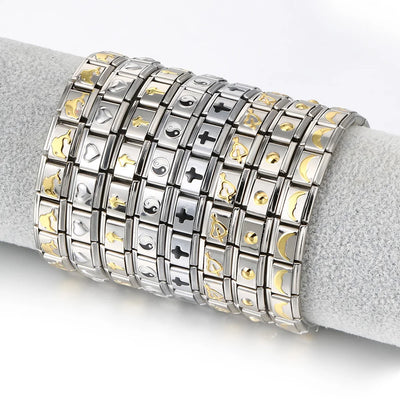 Italian Charm Stainless Steel Elastic Link Bracelet - Smarsty
