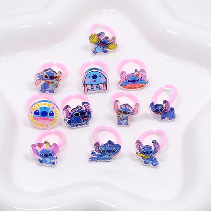 10/20pcs Disney Anime Stitch Ring Kawaii Lilo Stitch Children Acrylic Ring Cartoon Accessories Toy Kids Gifts