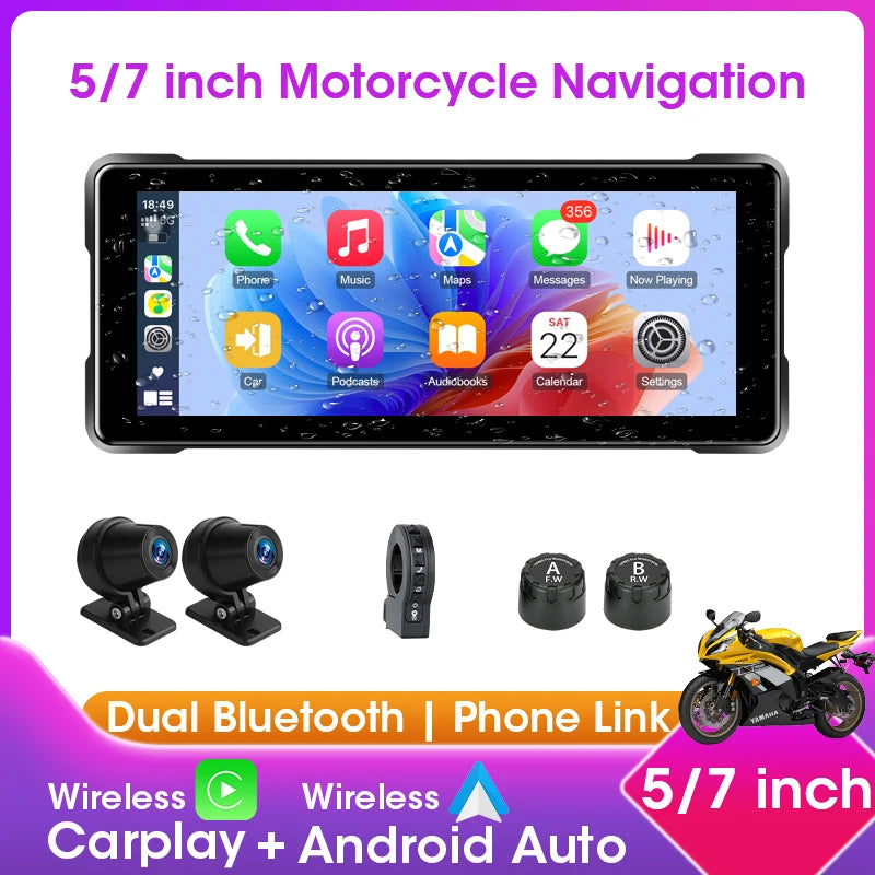 Portable Motorcycle Navigation Display CarPlay Android Auto - Smarsty